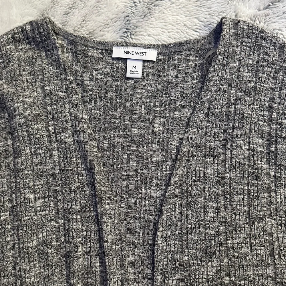 Nine West Open Front Rib Knit Long Cardigan Duster - Picture 4 of 8